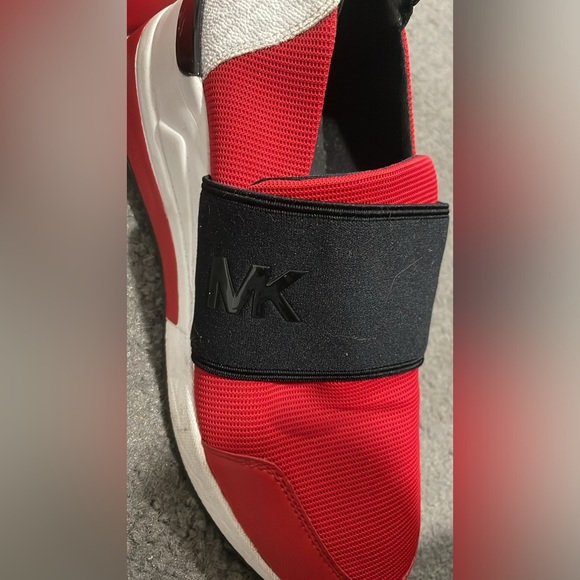 MICHAEL KORS Felix Grid Scuba Mesh Red Trainer Wedge Sneaker - Picture 4 of 6